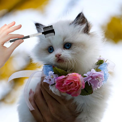 2 Pcs Double-Sided Grooming Comb - Tear Stain Remover and Eye Cleaning Brush for Dogs and Cats