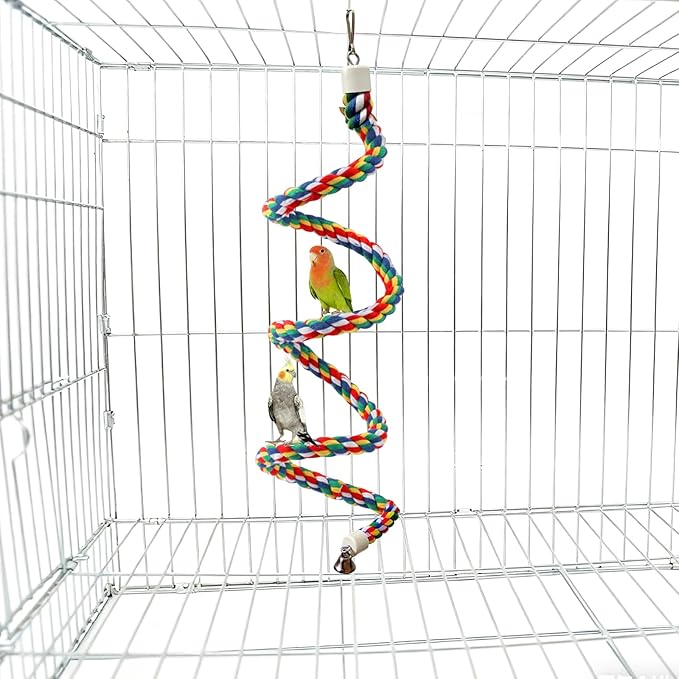 Bird Perch,Bird Rope Perch & Birds Swing Set,Bird perches for cage,Rope Perch for Conures,Parrots,Cockatiel,Lovebird,Budgerigar,Parakeet perches for cage