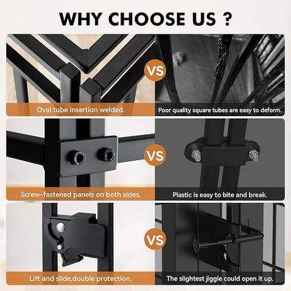 40 inch Large Dog Crate Indoor,Steel Tube Heavy Duty Dog Crate,Dog Playpen with Top,Dog Cage Kennel Indoor Outdoor,Upgraded Door Lock/Oval Tube Insertion Welded/Panel Connection Methods