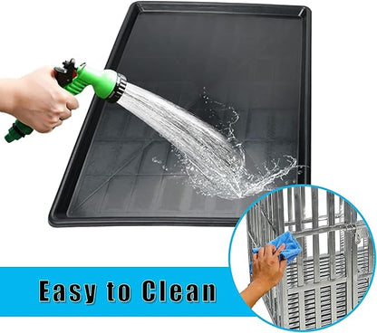 37" Heavy Duty Pet Kennel Stackable Stainless Steel Dog Crate Foldable Indestructible Dog Cage Playpen with Lockable Rolling Wheels, Double Door and Removable Tray for Small and Medium Dogs