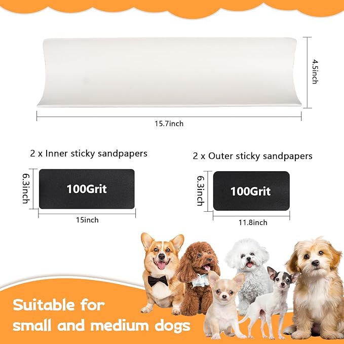 Dog Scratch Pad for Nails, U-Shaped Dog Scratch Board with 4 Sticky Sandpapers, Plastic Durable Dogs Nail File Toy, Shortened Dog_ Side Nails Easily for Small and Medium Dogs, Cats (M)