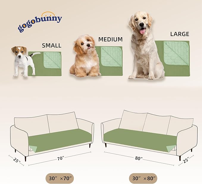 gogobunny 100% Double Sided Waterproof Dog Blanket Soft Pet Bed Cover Reversible Protect Furniture Couch Sofa Car for Puppy Cat Kids (Dark Green/Light Green, 30x80 Inch (Pack of 1))