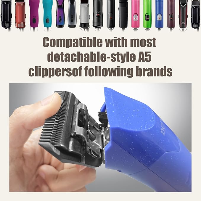 5FW Wide Blades for Dog Grooming,Compatible with Andis,Oster A5,Wahl km10 Clippers,Cutting Length 1/4",2 Pack (Black)