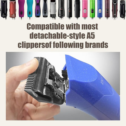 10 Wide Blades for Dog Grooming,Compatible with Artero/Andis/Oster A5/Wahl km10 Dog Clippers,Cutting Length 1/16",2 Pack (Black)