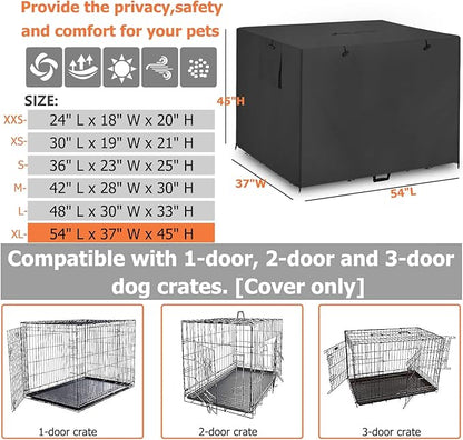 54 Inch Wire Dog Crate Cover,Durable Windproof Privacy Polyester Pet Kennel Covers,Breathable Blackout Cover for 1/2/3 Door Dog Cage. (54" L x 37" W x 45" H,Black)