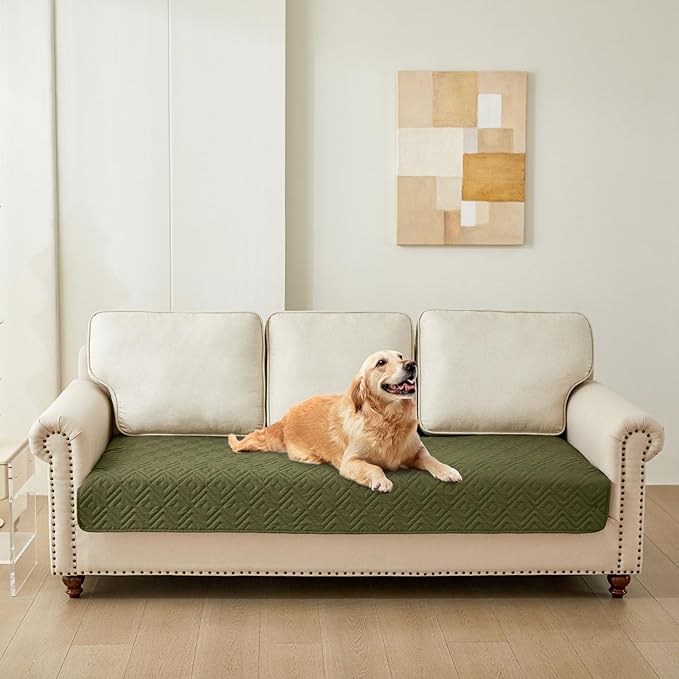 hyha Waterproof Dog Blanket, Soft Pet Bed Blankets, Waterproof Sofa Couch Cover for Dogs Washable, Reversible Pet Couch Covers for Sofa Furniture (30x70 Inch, Green/Navy Blue)