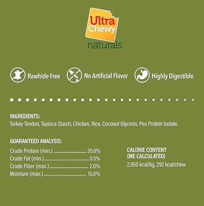 Ultra Chewy Turkey Tendon Pressed Bones for Dogs - Premium All-Natural, Hypoallergenic, Long-Lasting Dog Chew Treat, Easy to Digest, Ingredient Sourced from USA (6 Inches - 2 Pack)