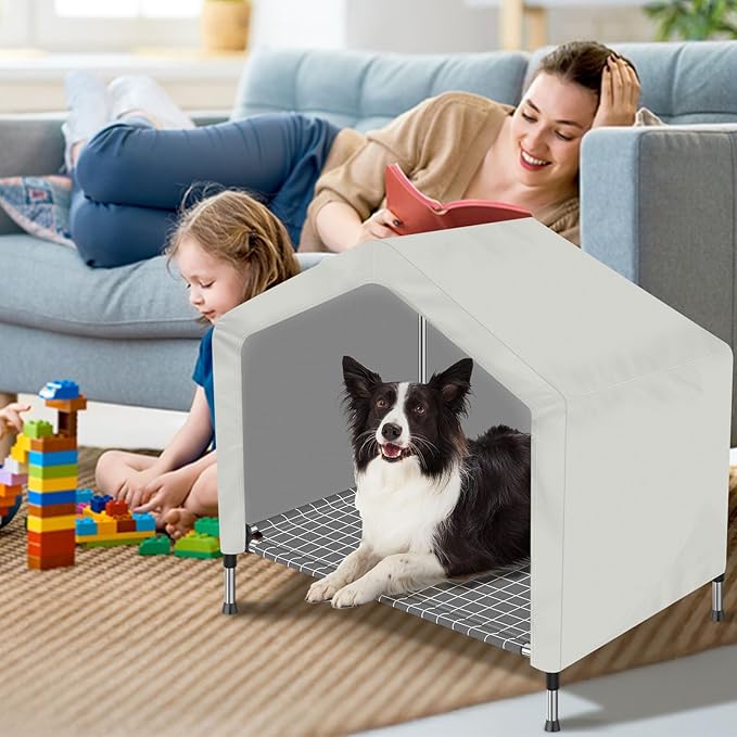 Elevated Dog House for Outdoor or Indoor - Waterproof Dog Tent Cat House, Dog Sunshade Tent, Pet House with Removable Cover, Suitable for Medium Cats Dogs