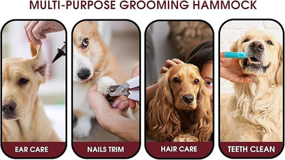 LARGE Dog Grooming Hammock for Large Dogs, 50 lbs - All-in-One Dog Grooming Kit , Dog Harness for Nail Trimming Grooming Kit for Dogs at Home - 1x Gloves, Dog Nail Clippers, Dog Brush for Shedding