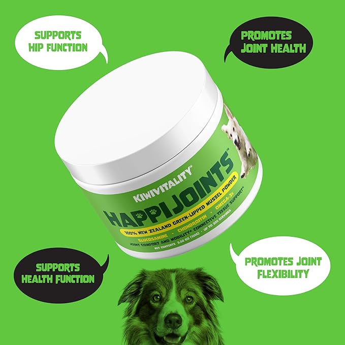 Green Lipped Mussel Powder for Dogs & Cats - Premium Hip & Joint Support for Joints, Tendons, Ligaments (100 Grams, Up to 300 Servings)