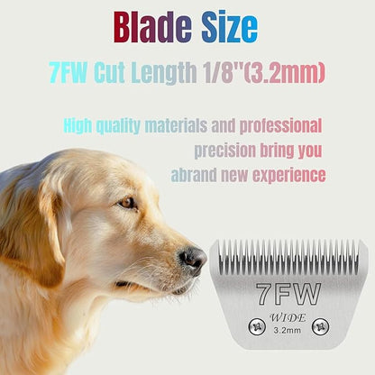 10W+7FW+5FW+4FW Wide Blades for Dog Grooming, Compatible with Ainds, Oster A5, Wahl Km10 and Other Series Clippers, Cut Length 1/16"(1.5mm) to 3/8" (9.5mm), Fit for Larger Animals