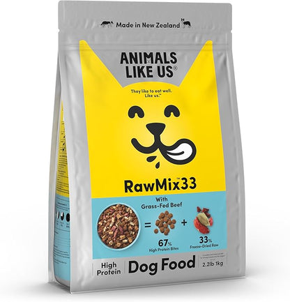 RawMix33 Premium Freeze-Dried Raw Grass-Fed Beef Recipe Dog Food, Protein Rich, Includes Kibble, Non-GMO, No Wheat or Corn, 2.2 lbs