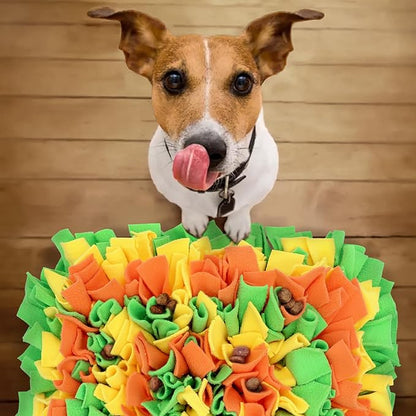 Pet Snuffle Mat for Dogs, Dog Feeding Mat, Nosework Training Mats for Foraging Instinct Interactive Puzzle Toys (Orange&Green&Yellow)