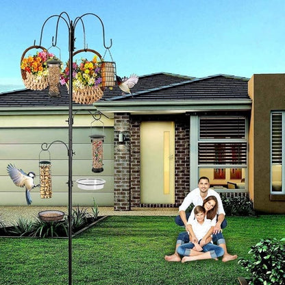 Bird Feeding Station Kit Pole Wild Bird Feeder Hanging Planter Hanger Multi Feeder Hanging with Metal Suet Feeder Bird Bath for Attracting Wild Birds