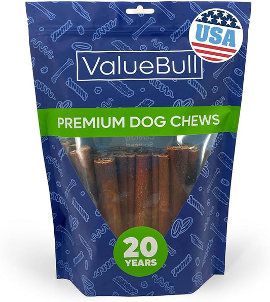 ValueBull USA Collagen Sticks for Dogs, 6 Inch Thick Chews, Natural Long-Lasting Dog Treats, 25 Count - Promotes Joint, Skin & Coat Health with Glucosamine and Chondroitin