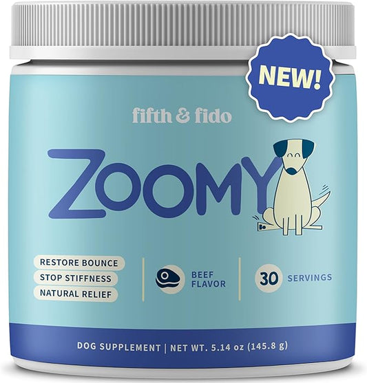 Dog Joint Supplement Powder with Glucosamine, Chondroitin & MSM  Hip & Joint Support for Mobility, Stiffness & Flexibility  Mushroom Blend with Lion_ Mane, Cordyceps & Reishi  Zoomy