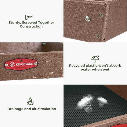 Kingsyard 2 Tier Platform Bird Feeder for Outdoors Hanging, Recycled Plastic Flat Bird Feeder Tray with Large Capacity 5 lbs, Garden Decoration Attracting Cardinal Bluebird Blue Jay, Brown