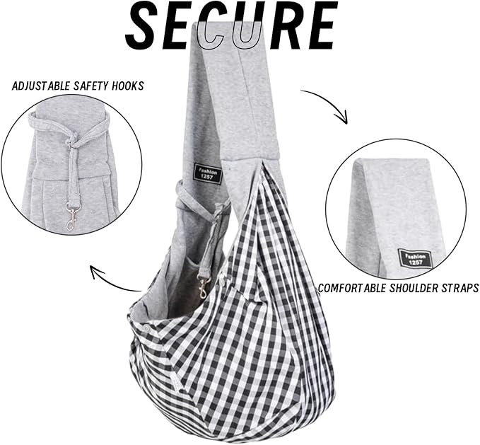 Dog and Cat Sling Carrier, Dog Carrier with Adjustable Opening Strap, Travel Bag for Small Dogs and Cats, Outdoor Travel Sling Carriers (Grey)