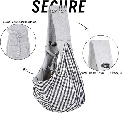 Dog and Cat Sling Carrier, Dog Carrier with Adjustable Opening Strap, Travel Bag for Small Dogs and Cats, Outdoor Travel Sling Carriers (Grey)