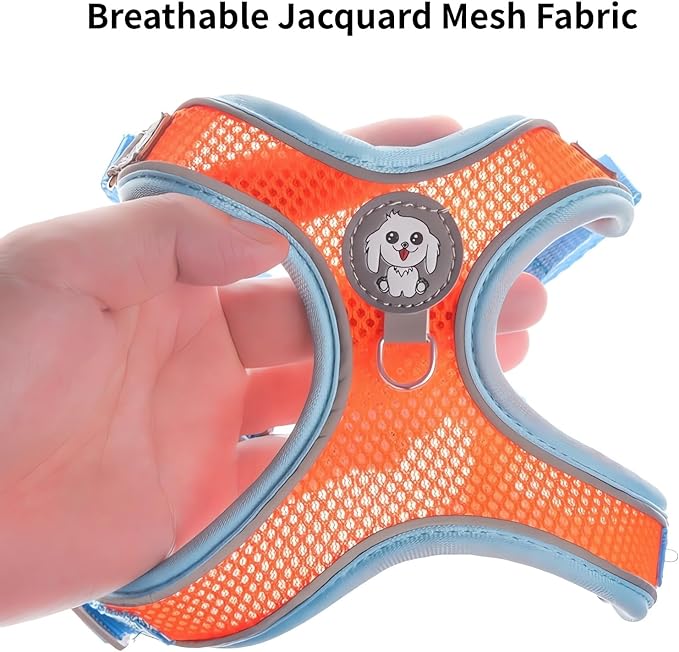 Dog Harness with Leash Set, No Pull Adjustable Reflective Step-in Puppy Harness with Thickened Padded Vest for Extra-Small/Small Medium Large Dogs and Cats (Grey, L)