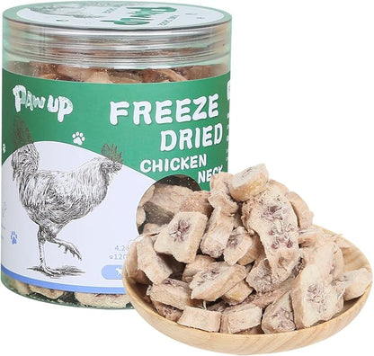 Freeze Dried Chicken Necks, Cat Food Toppers, Dog Treats Raw Healthy Training Treats, Only One Ingredient, High Protein, 4.2 oz