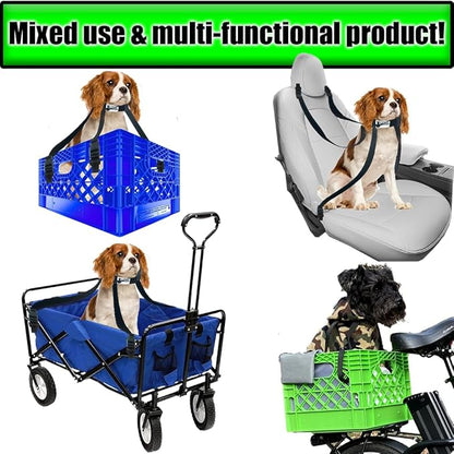 4-Point Adustable Dog Safety Collar Harness, Pet Harness with Four Variable 24in Vertical Clips, Collar Diameter adjusts from 3.5-5.5in No-Choke Pet Harness with Easy Set up for Small to Meduim Dogs