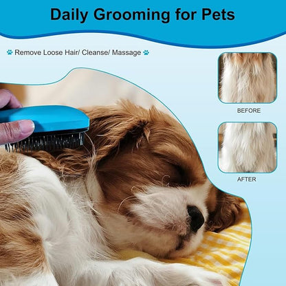 Puppy Brush - Soft Dog Brush - Perfect for Yorkie, Shih Tzu, Maltipoo & Maltese Grooming - Gentle Hair Remover for Easy Pet Grooming at Home (Blue)