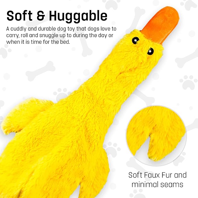FGA MARKETPLACE Duck-Frog-Squirrel Flat NO Stuffing NO Squeak Plush Dog Toy, Funny Style Will Entertain Your Dog for Hours, Recommended for Small and Medium Dog 21 INCH Long