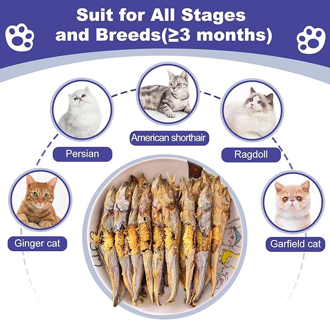 Freeze Dried Fish Dog Treats - Whole Capelin Fish Seeds Cats Treats Natural Single Ingredient Delicious Snacks Training Healthy Chews Food Pet Food No Fillers ï¼3 Ozï¼