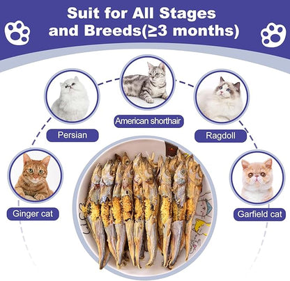 Freeze Dried Fish Dog Treats - Whole Capelin Fish Seeds Cats Treats Natural Single Ingredient Delicious Snacks Training Healthy Chews Food Pet Food No Fillers ï¼3 Ozï¼