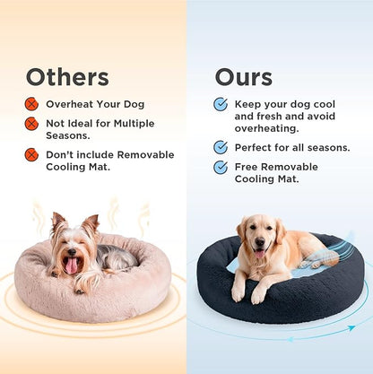 Large Donut Dog Bed, Calming Dog Bed Washable Ideal for Small to Large Dogs and Cats & Round Dog Bed,Anti-Anxiety Multiple Sizes (Blue, Combo Large (37.5" L x 37.5" W x 8.5" Th))