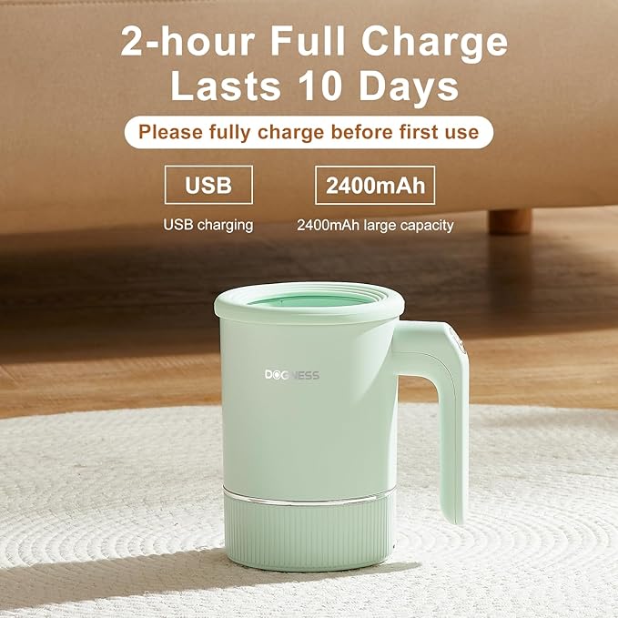 DOGNESS Automatic Dog Paw Cleaner, Rechargeable Paw Washer for Dogs Portable Electric Paw Cleaner Cup for Medium to Large Dogs (Green)