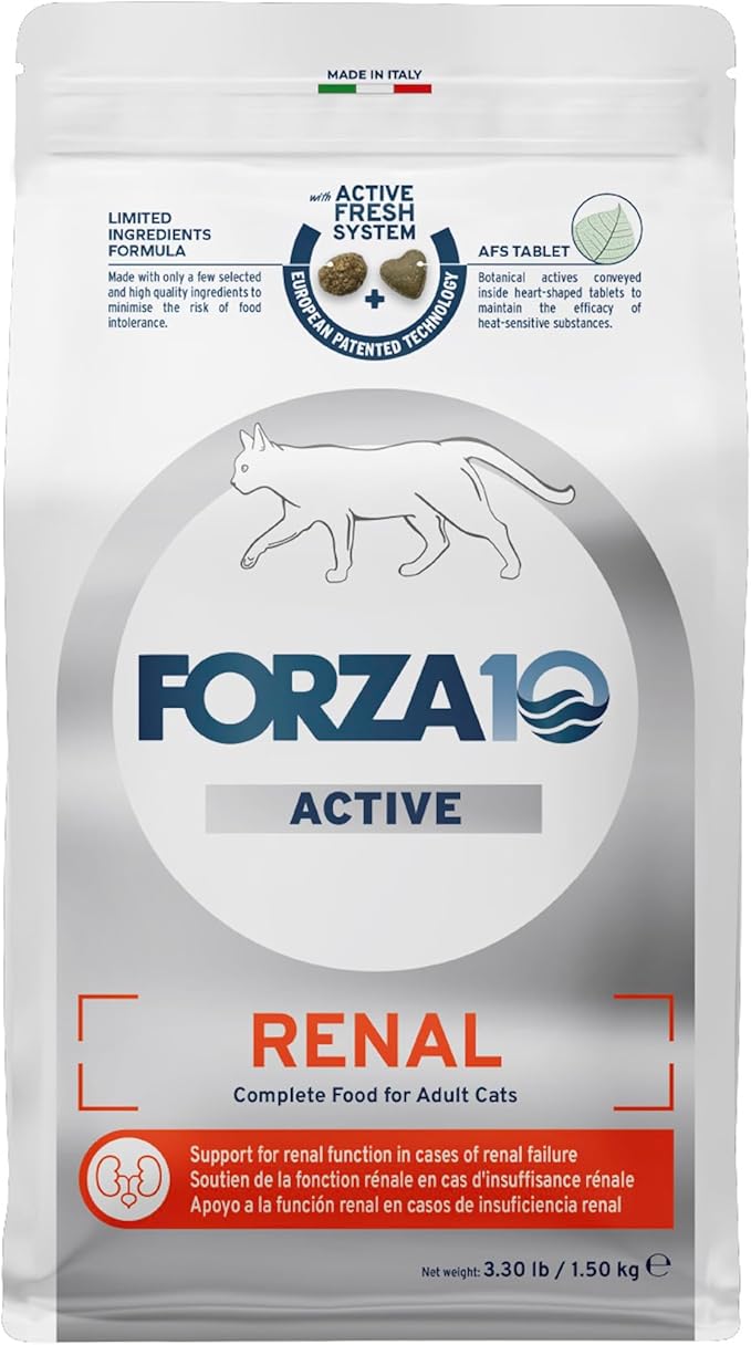 Forza10 Renal Cat Food - 3.3 Pounds, Kidney Care Cat Food Dry Formula with Fish Protein & Cranberry for Kidney Support, Limited Ingredient Formula for Adult Cats with Renal Needs, Fish Flavor