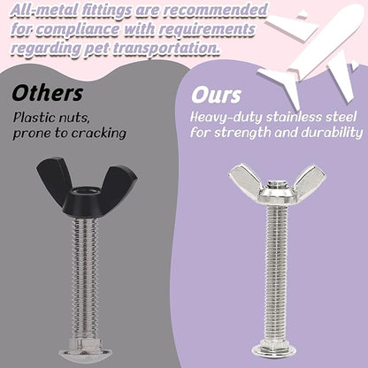 20 Sets Pet Carrier Replacement Fasteners Set - Heavy Duty Stainless Steel Bolts and Nuts for Kennel and Carrier - Dog and Cat Carrier Replacement Parts, M5×40-W