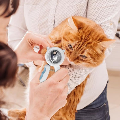 WishLotus Pet Nail Clippers, Anti-Slip and Splash Dogs Nail Clipper with Clear Baffle and Hide Nail File Cat Claw Clippers Grooming Tool Accessories for Small Animals Nail Trimming (Blue)