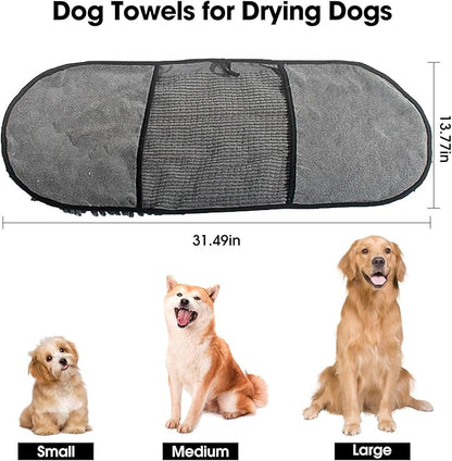 Dog Towels for Drying Dogs,Super Absorbent, Soft and Quick Pet Grooming Towel,Heavy Duty Microfiber Bath Towel, Pets' Bathing Supplies Cat,Machine Washable,31Inch X 12Inch