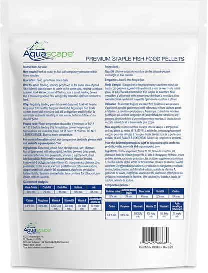 Aquascape Premium Staple Fish Food Pellets for Small to Medium Pond Fish, Medium Pellet, 2.2 Pounds | 98868