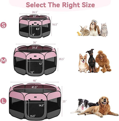 A4Pet Dog Playpen, Pet Playpen Indoor/Outdoor - Portable, Foldable Design - Ideal for Dogs, Kittens, and Small Animals - Removable Zipper & Collapsible Travel Bowl