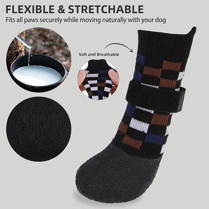 PUPTECK Dog Shoes for Hot Pavement Small Medium Large Size Dogs, Booties and Paw Protectors for Hardwood Floors, Grippy Socks to Prevent Licking Rubber Rain Hiking Boots for Senior Anti Slip