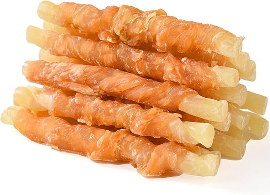Chicken Wrapped Cod Sticks Dog Treats, Rawhide Free Dog Chewy Natural Training Rewards Snacks Dog Treats for Small Medium Large Dogs 15-17 Counts
