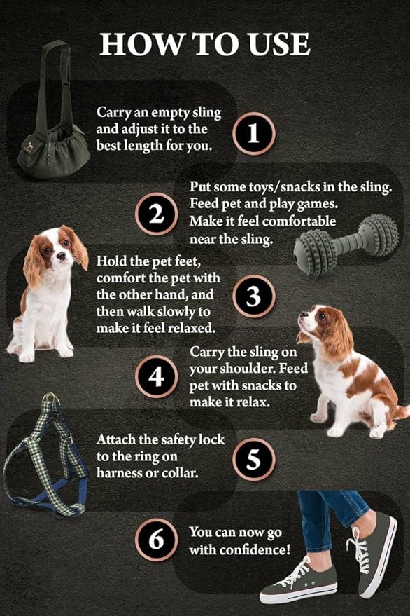 Noah & Paw Dog Sling Carrier for Small Dogs 5-18lb, Dog Sling for Small Dogs and Cats, Dog Carrier with Adjustable Padded Strap, Vegan Leather Lined with Fur, Double Safety Feature, Machine Washable