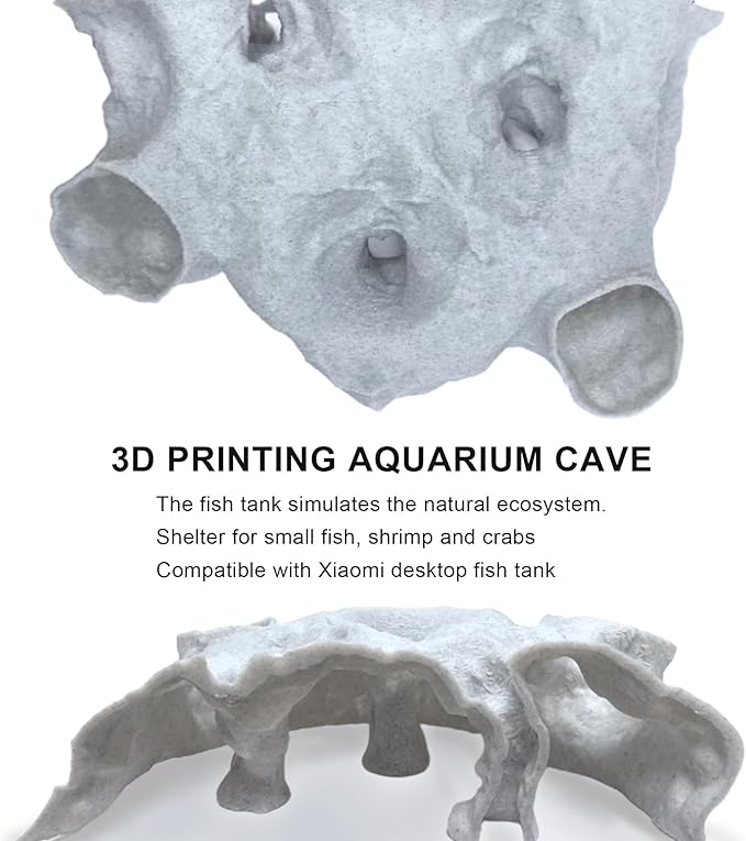 LIYAOLI Aquarium Cave Tunnel 3D Printed - Fish Tank Decoration Natural Fish Hideout for Pleco, Shrimp & Corydoras | Sinking Base & Viewing Ports | Substrate-Friendly Decor (7.3" Under Gravel Design)