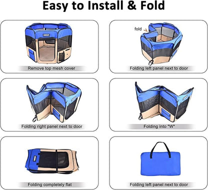 JESPET Pet Dog Playpens 36", 45" & 61" Portable Soft Dog Exercise Pen Kennel with Carry Bag for Puppy Cats Kittens Rabbits, Indoor/Outdoor Use