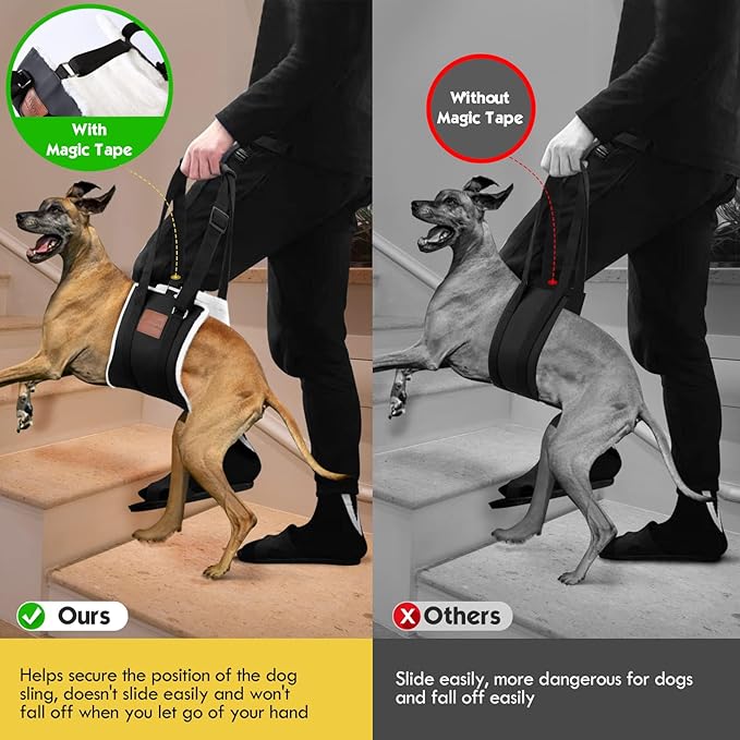 Dog Sling for Back Legs, Dog Lift Harness, Magic Tape Dog Sling for Large Dogs Hind Leg Support, Elderly Dog Lifter, Help Canie Hip Arthritis K9 Cruciate Ligament Rehabilitation (Medium)