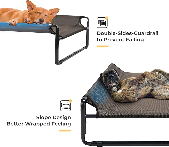 Veehoo Elevated Outdoor Dog Bed - Raised Dog Bed, Small Dog Bed, Dog Cot, Dog Beds for Small Dogs, Dog Bed Medium Size Dog, with Cooling Teslin Mesh and Anti-Slip Feet,CWC2201CP
