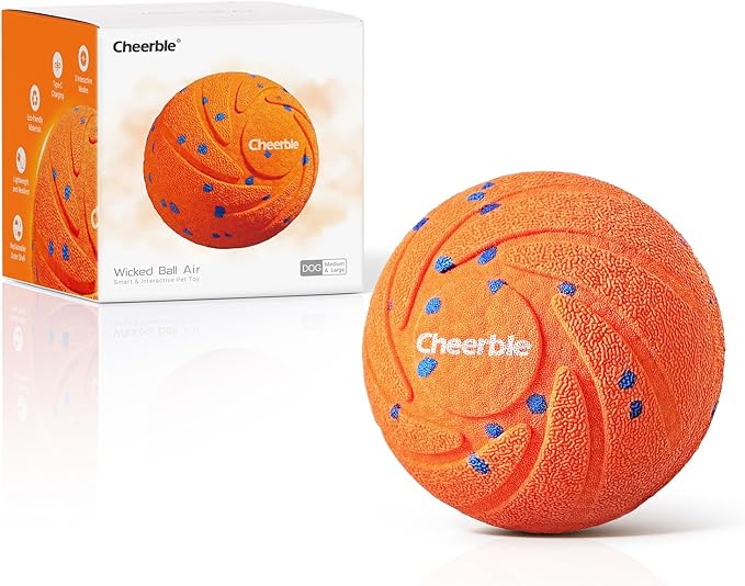 【New Material】Cheerble Smart Interactive Dog Toy, Wicked Ball AIR, Automatic Moving, Bouncing, and Rotating Ball, E-TPU Material, IPX7 Waterproof Rating, Active Rolling Ball for Medium and Large Dogs