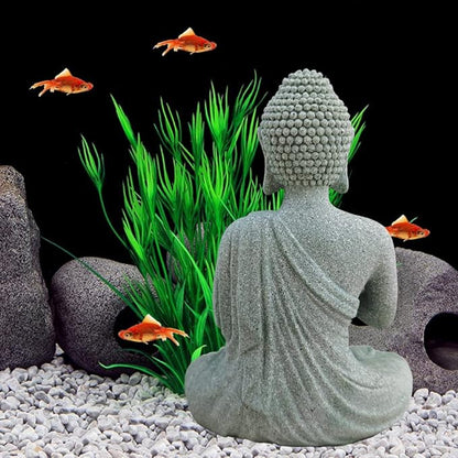 livelyfish Aquarium Buddha Statue Asian Japanese Fish Tank Decoration Zen Buda Figurines Stone Buddha Sculpture Ornaments for Fish Tank Decor, B-L