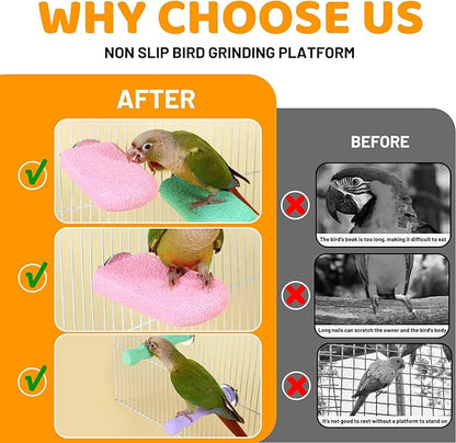 6 Pack Bird Beak Grinding Calcium Stone, Parrot Cage Perch Stand Platform Foot Claws Trimmer, Parrot Teething Stone Toy, Bird Cage Accessories for Parakeet Rabbit Bunny Hamster, Chinchilla (Large)