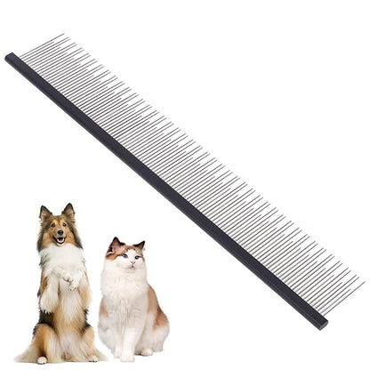 8.5 Inch Upgrade Black Professional Cat Comb,Dual-Tooth Pet Grooming Comb Anti-Static Smooth Rounded Corners Prevent Friction Breakage and Irritation,Removing Tangles,Knots,Undercoat and Excess Hair