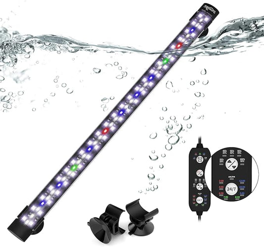 SEAOURA Submersible Aquarium Light for 20 to 35 Inch Fish Tank, 24/7 Cycle Fish Tank Light with Timer, Aquarium Plant Light with Full Spectrum+7 Single Colors, Auto On/Off, Adjustable Brightness